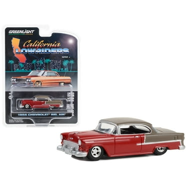 1955 Chevrolet Bel Air Lowrider Ruby Red and Matt Bronze "California Lowriders" Series 3 1/64 Diecast Model Car by Greenlight