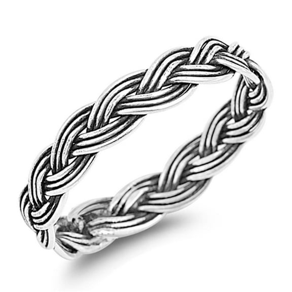 Oxidized Weave Braided Knot Promise Ring Sterling Silver Wedding Band 925 Jewelry Female Male Size 4