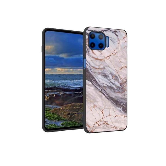Compatible with Moto One 5G Phone Case, Marble-Custom37 Case Men Women, Flexible Silicone Shockproof Case for Moto One 5G