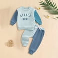 thumbnail image 2 of UngA Toddler Baby Boy Fall Winter Clothes Mamas Little Boy Outfit Letter Long Sleeve Sweatshirts and Jogger Pants Set (Sky Blue,2-3 Years), 2 of 6