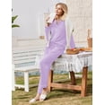 thumbnail image 5 of Ekouaer Womens Pajama Sets 100% Cotton Long Sleeve Sleepwear Super Soft Button Up Pjs Winter Two Piece Loungewear Set, 5 of 6