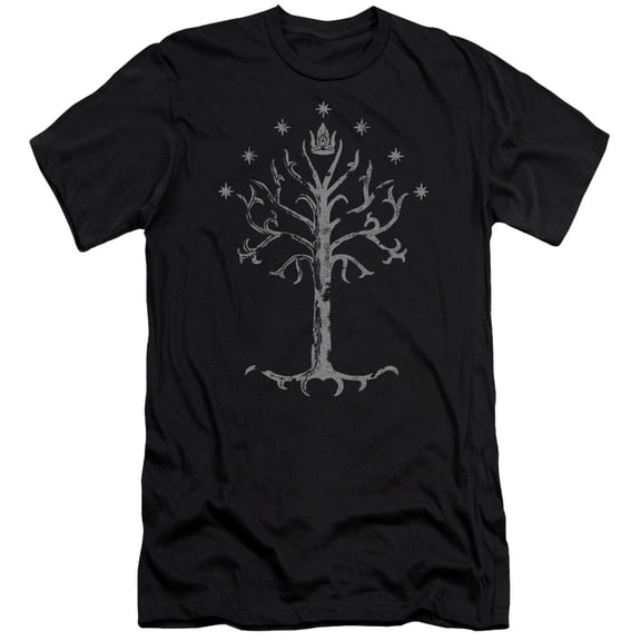 Lord of the Rings Tree Of Gondor Premium Canvas Adult Slim Fit 30/1 T-Shirt Black
