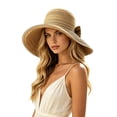 thumbnail image 3 of Summer Hats for Women Women Bow Knot Casual Fisherman Hat Outdoor Fashion Woven Sun Cap Khaki One Size, 3 of 6