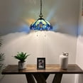 thumbnail image 4 of Tiffany Pendant Lights Plug In Green Blue Stained Glass LED Bulb Included for Dining Room Hotel Restaurant Cafe 16"W*16"D*75"H, 4 of 8