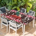 thumbnail image 2 of Black Mountains Table Cloths for 4 Foot Rectangle Tables, Modern Aesthetic Cherry Blossoms Cranes Patio Waterproof Elastic Fitted Tablecloths, Washable Rectangular Table Cover for Camping, 2 of 8