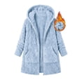 thumbnail image 5 of Kezqiaxn Womens Winter Coats Fleece Long Sleeve Thick Casual Jacket Warm Outerwear with Pockets Zip up Hoodie Plus Size Blue M, 5 of 6