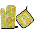 thumbnail image 1 of Lemon Oven Glove and Pot Holder Set Heat Resistant 428°F Fruit Oven Mitt Potholders Non-Slip 2-Piece Washable Safe Mats Cooking Baking Accessories Kitchen Decor, 1 of 5