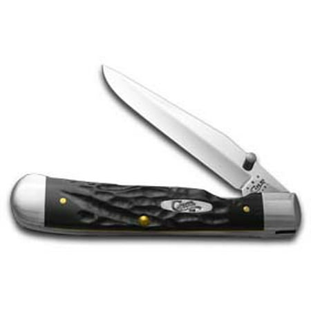 CASE XX Jigged Synthetic Black Delrin Trapperlock Stainless Pocket Knife Knives