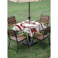 thumbnail image 3 of Outdoor Tablecloth with Umbrella Hole and Zipper, Red Grey Square Table Cloth 54x54 Inch Waterproof Tablecloth, Geometric Circle Modern Abstract Simple Art Picnic Table Cover for Patio Camping, 3 of 7