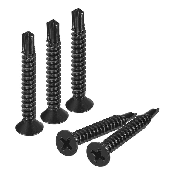 Uxcell #10 x 1-1/2" Sheet Metal Screws, 120pcs 410 Stainless Steel Flat Head Screws