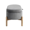 thumbnail image 4 of Foam Cushioned Gray Bench with Corduroy Upholstery and Storage for Living Rooms, 4 of 5