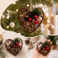 thumbnail image 5 of 2026 Christmas Home Party Decoration Rattan Heart Christmas Ornament Woven Heart Hanging Decoration With Red Berries Xmas Tree Hanging Pendant For Wall Decor, 5 of 7