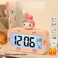 thumbnail image 2 of Cute Sanrio Hello Kitty, Kuromi, and Cinnamoroll alarm clocks with digital display, temperature, and date display - light pink bedside alarm clock with snooze button, durable plastic material, batter, 2 of 11