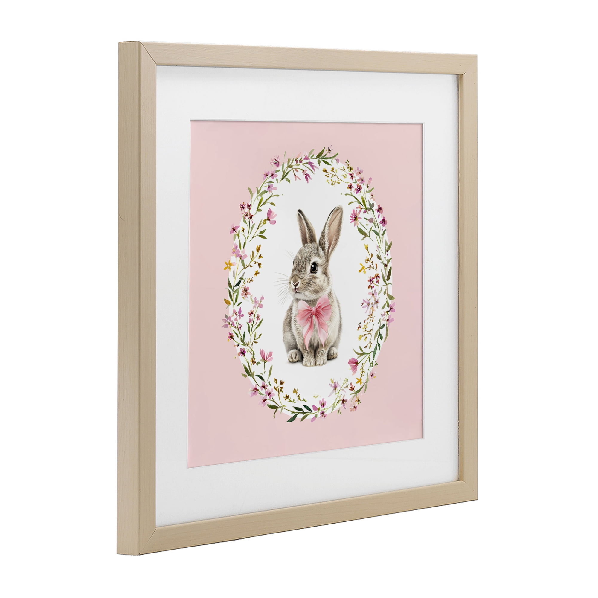 Stupell Industries Blush Pink Bunny Birch Framed Print Under Glass, design by Christine Simpson Art