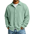 thumbnail image 2 of Lumtrix Mens Waffle Shirt Long Sleeve Button Down Casual Blouses Lightweight Tops Classic Tshirt for Men Light Green M, 2 of 7