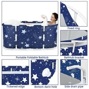 Liyufly 47in Foldable Bathtub for Adult and Kids Family Portable Soaking Bath Tub for Spa Sauna, Starry Blue