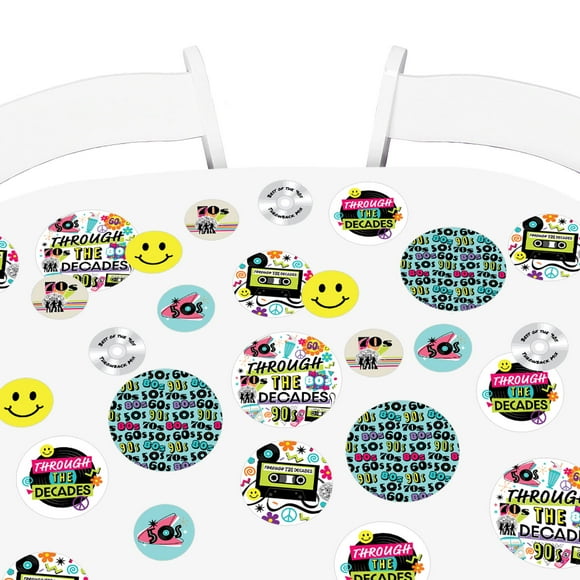 Big Dot of Happiness Through the Decades - 50s, 60s, 70s, 80s, and 90s Party Giant Circle Confetti - Party Decorations - Large Confetti 27 Count