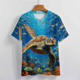 thumbnail image 3 of Nautical Green Sea Turtles Womens Tops Women's Fashion Casual Short Sleeve Flower Print Round Neck Pullover Top Blouse, 3 of 6