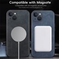 thumbnail image 6 of ELEHOLD For iPhone 13 Luxury Leather Magnetic Shockproof Case Slim Drop Protection Cover, Lens & Screen Protection, Compatible with Magsafe, Skin-Friendly, Black, 6 of 9