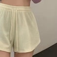thumbnail image 4 of Wensltd Women Waffle Knit Drawstring Elastic Waist Shorts Casual Loose Fit Shorts For Daily Wear, 4 of 5