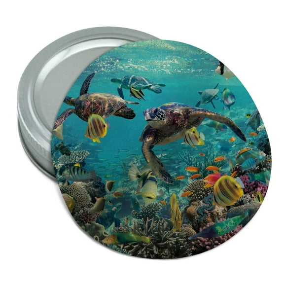 Ocean Coral Reef Sea Turtles Diving Round Rubber Non-Slip Jar Gripper Lid Opener