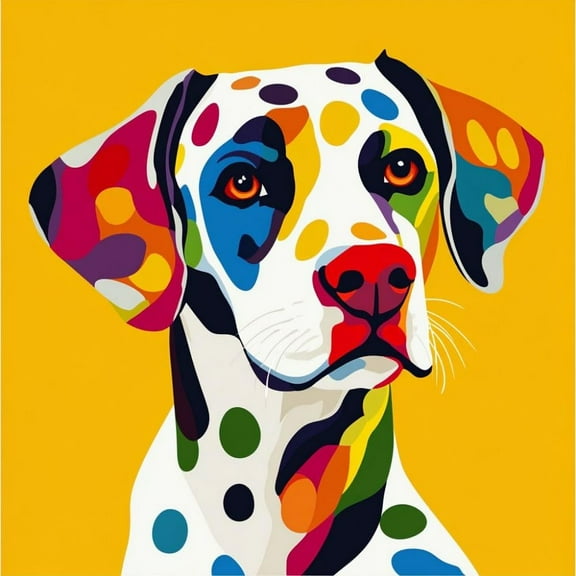 Colored Dalmatian Dog DIY 5D Diamond Art Painting by Number Kits for Adults Paint with Full Drill Round Diamond Gems Painting Art Craft for Home Wall Decoration 13.8x13.8in