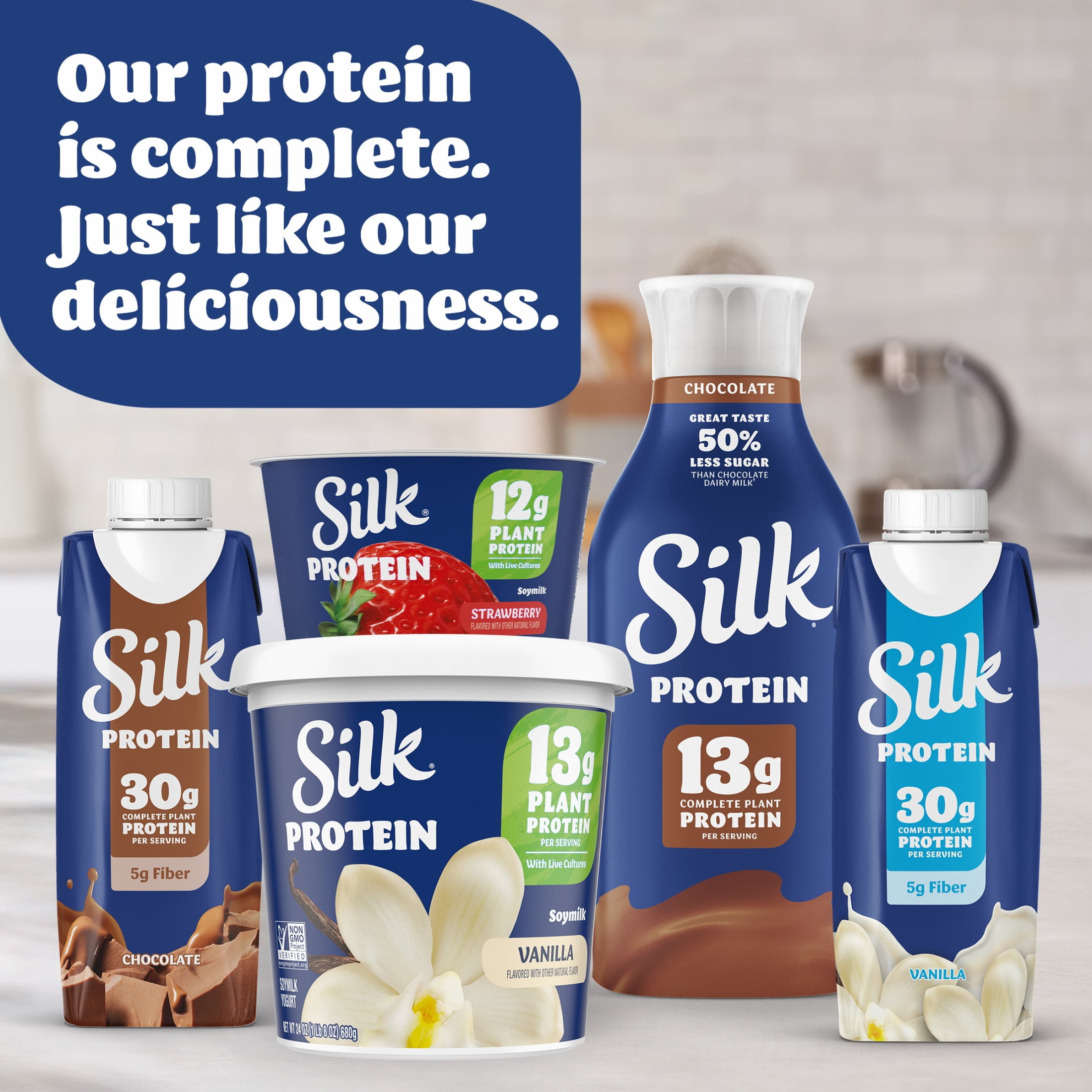 Silk 30g Chocolate Protein Shakes, Dairy Free, Lactose Free, Ready to Drink Complete Plant Protein Shakes, 11.15 fl oz Bottles, 4 Count