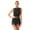 D Black, variant on Xnihocha Women's Latin Jazz Dance Leotard Dress Sparkling Sequin Dance Performance Bodysuit+Hat+Gloves A Black XXL