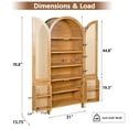 thumbnail image 2 of Leumius 71" Tall Arched Cabinet with Rattan Doors and Adjustable Shelves,4 Doors Modern Farmhouse Storage Cabinet with Built-in Racks for Kitchen Dining Room Study Oak, 2 of 9