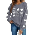 thumbnail image 2 of Fznquz Womens Sweatshirt Love Print Valentines Crew Neck Shirts Gray Oversized Cute Fashion Womens Fashion L, 2 of 4