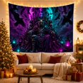 thumbnail image 3 of Armchair Bookshelf Cat with Skeletal Figure Seated Upon, Cozy Dark Academia for Book Lovers, Reading Nook Wall Decor, Halloween Gift, Tapestry Wall Hanging for Bedroom and Dorm, 3 of 7