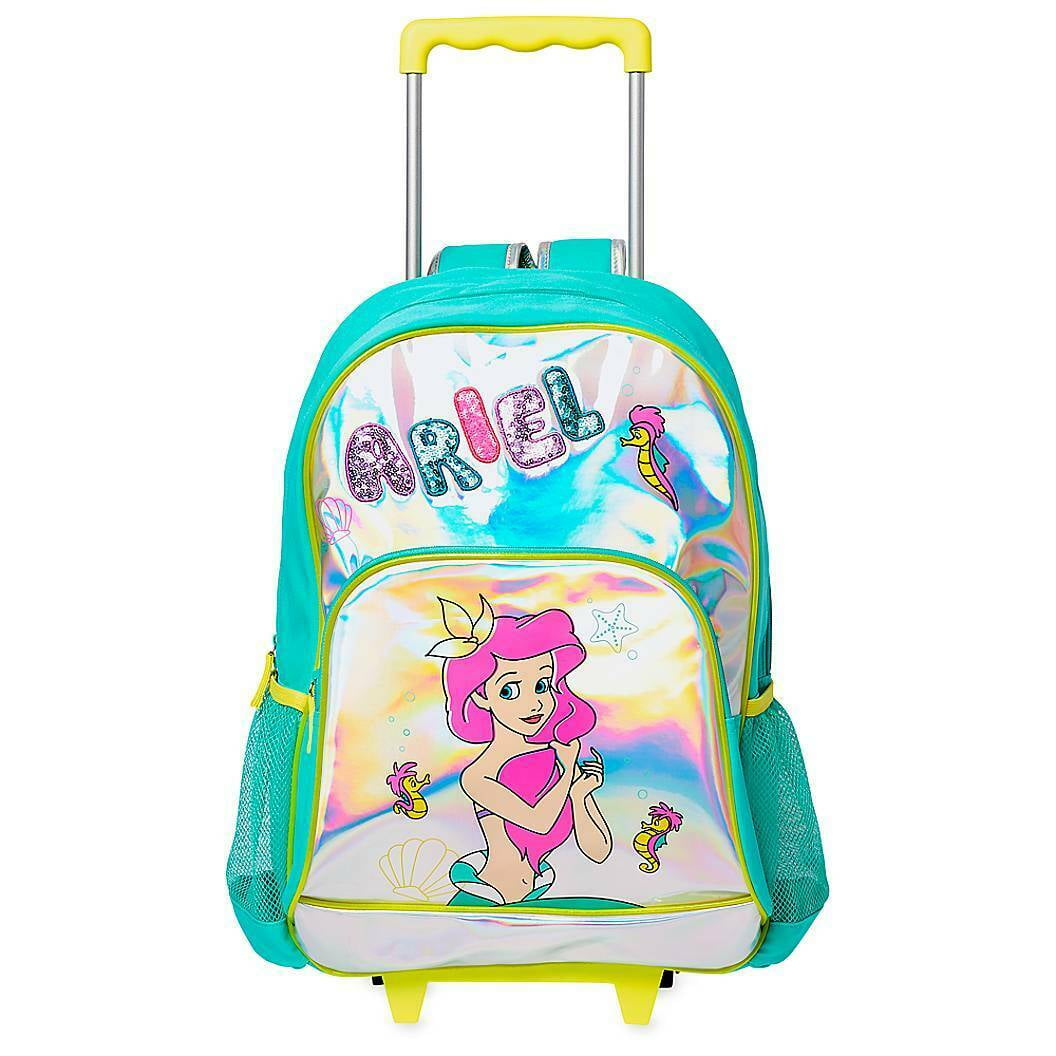 Disney Store Ariel Rolling Backpack Luggage Carry On Suitcase School 35 H When Handle Extended Walmart Com