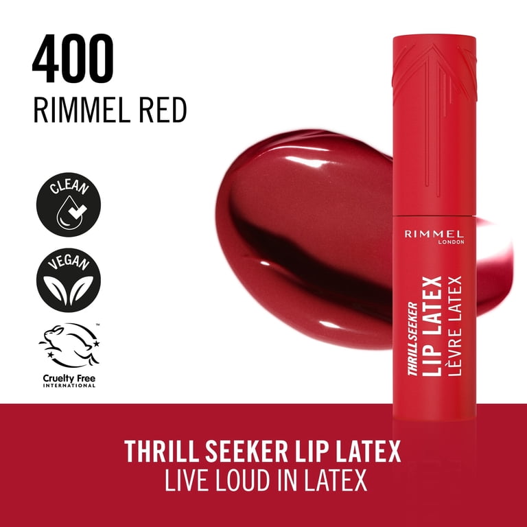 Rimmel Thrill Seeker Lip Latex, 400 Rimmel Red, 0.2 fl oz