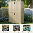 thumbnail image 6 of Patiowell 50 Cu.FT Large Outdoor Storage Shed with Floor, Lockable & Waterproof Horizontal Resin Cabinet for Patio Tools, Beige, 6 of 9