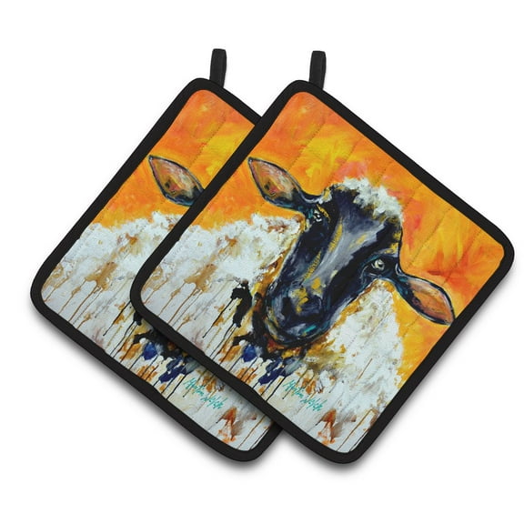 Carolines Treasures MW1343PTHD Peach Wool Sheep Pair of Pot Holders , 7.5HX7.5W, multicolor