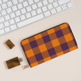 thumbnail image 6 of Wallet for Men Women - Fall Buffalo Plaid Long Slim Card Holder Large Capacity Zip Coin Purse Travel Minimalist Wallet Women and Men, 6 of 7