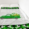 thumbnail image 3 of Yibo St.Patrick's Day Flannel Blankets Truck With Green Shamrock Blankets Soft Lightweight Bed Blanket Cozy Microfiber Buffalo Check Plaid Blanket for Home Spring Holiday Decoration, 3 of 7