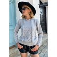 thumbnail image 3 of Pull à Capuche pour Femmes, Décontracté, Boutonné, Col en V, Manches Longues, Tricoté, Henley, 3 of 7