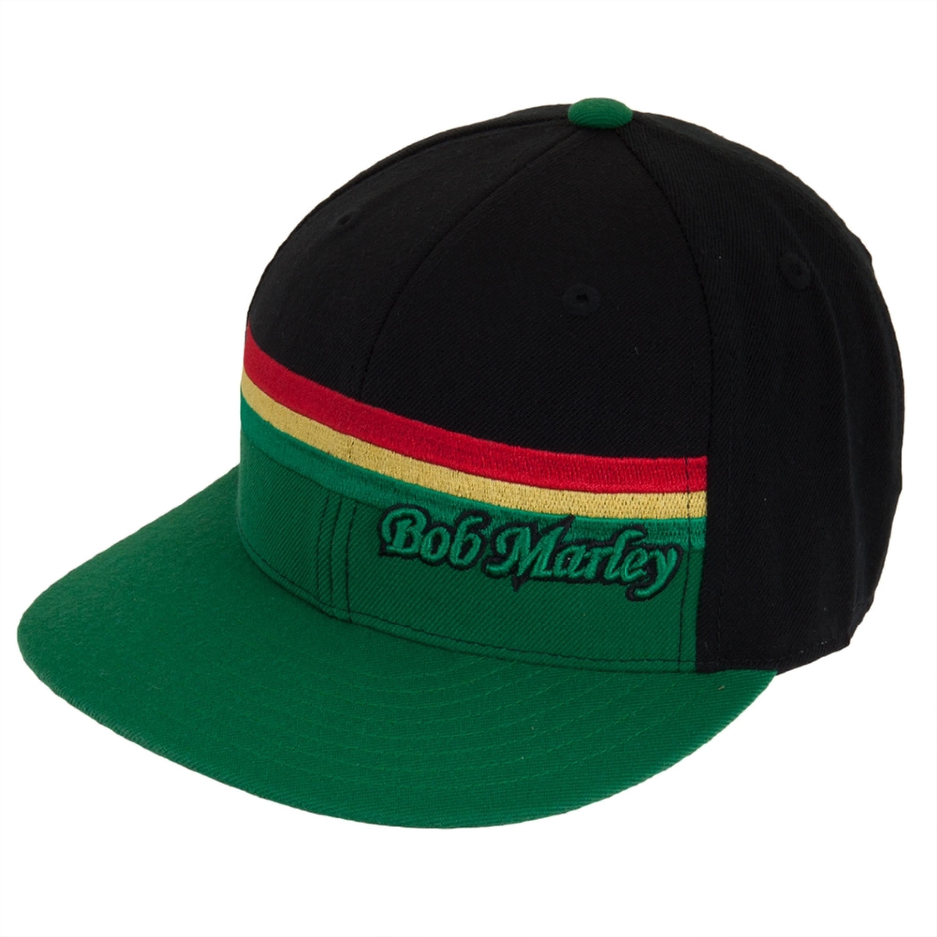 Bob Marley - Green Rasta Stripe Fitted Cap, Size: 7-1/2H