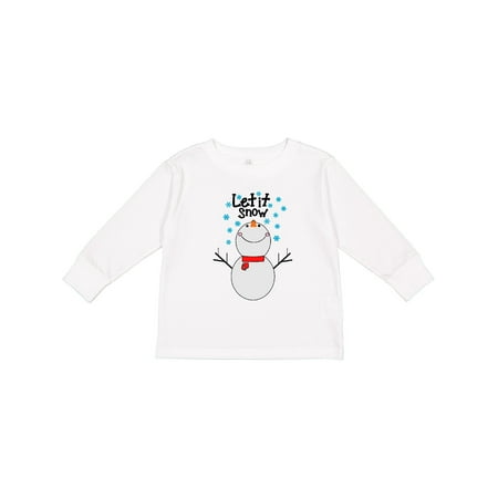 

Inktastic Christmas Let It Snow Cute Smiling Snowman with Snowflakes Boys or Girls Long Sleeve Toddler T-Shirt