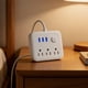 thumbnail image 1 of Regleta de enchufes múltiple con 3 tomas de corriente alterna y 3 puertos USB – Regleta compacta de viaje para el hogar, la oficina y el hotel, protector contra sobretensiones con cable largo, 1 of 6
