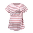 thumbnail image 2 of asdoklhq Maternity Clothes for Women,Ladies Stripe Print Lacing Round Neck Short Sleeve Maternity Breastfeeding Clothe Top, 2 of 9