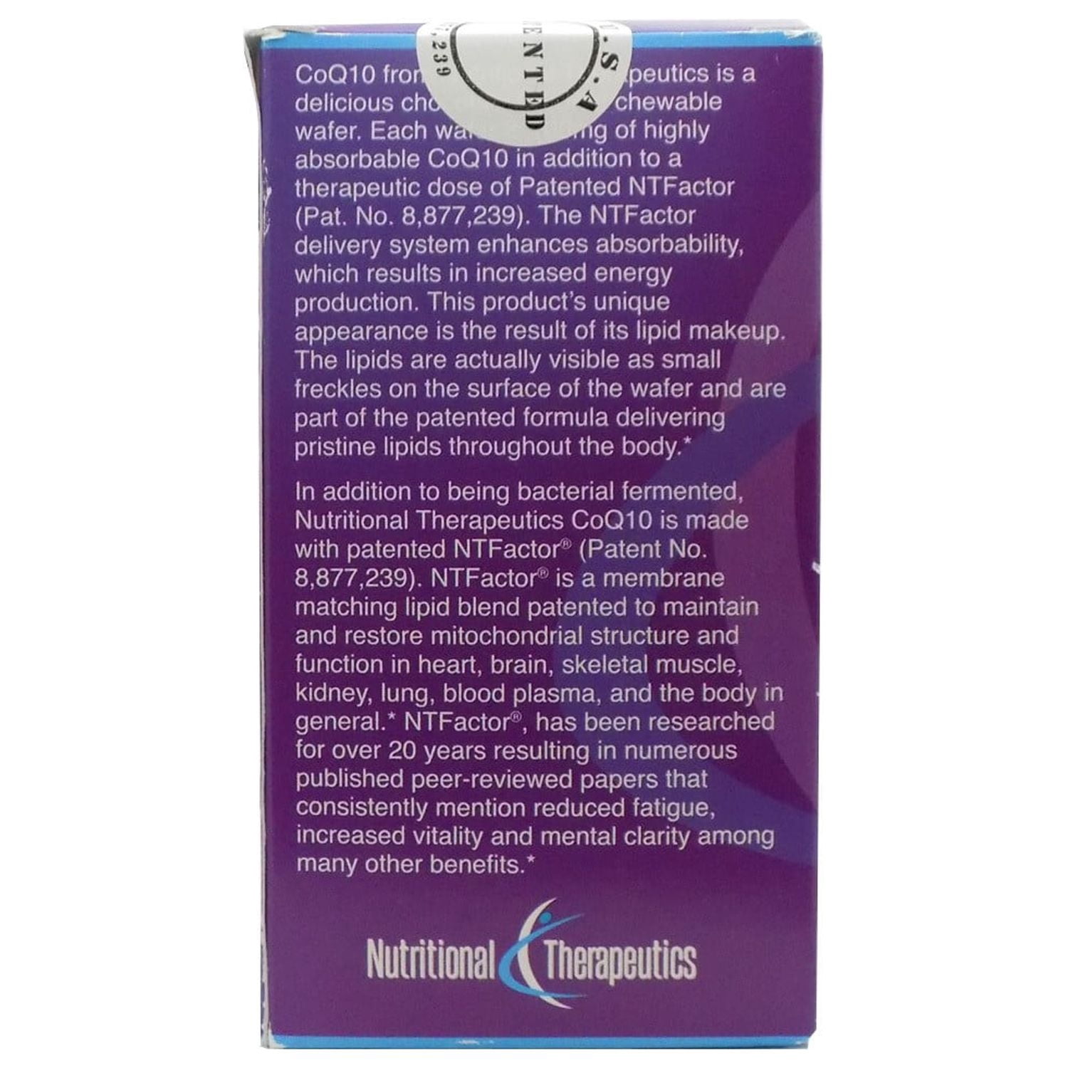 Nutritional Therapeutics NT Factor with CoQ10 100 mg, Cardiovascular Support,  30 Chewable Wafers Chocolate