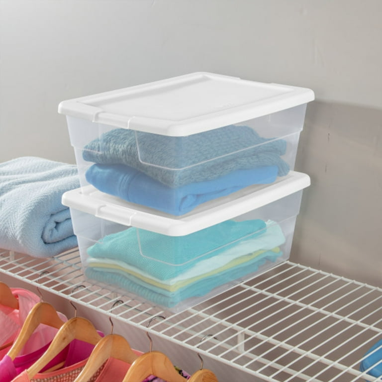 Sterilite 16 Qt Clear Plastic Stacking Storage Containers with