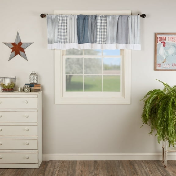 VHC Brands Sawyer Mill Blue Patchwork Valance (Valance 19x72)