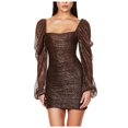 thumbnail image 1 of DAFEI Robe à Manches Longues à Paillettes Scintillante Mini Bal Cocktail Fête Robe Femmes Robes, 1 of 6