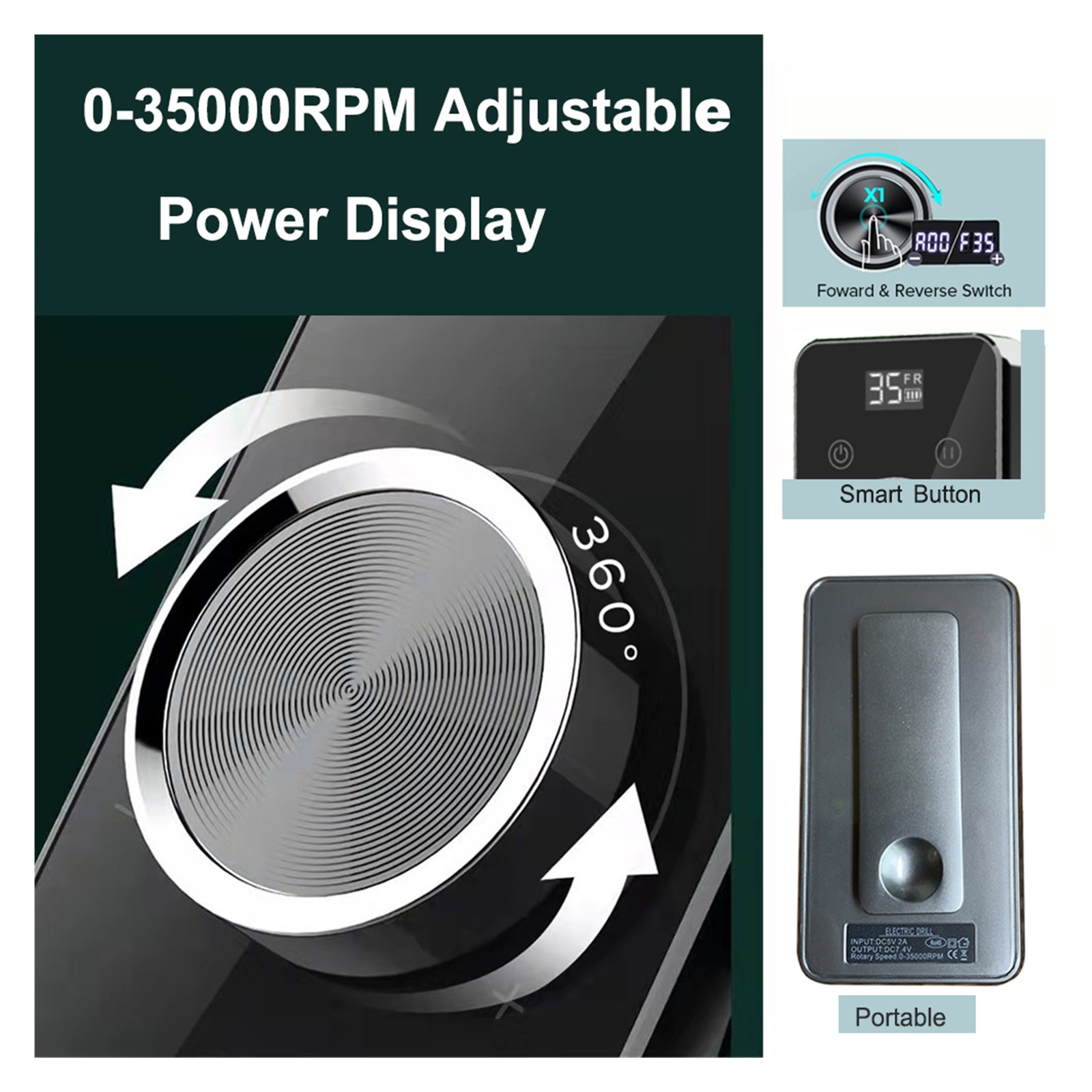 35000RPM Nail Drill Machine, Rechargeable Wireless Nail Sander For Manicure, Portable Machine For Nails ,Low Noise