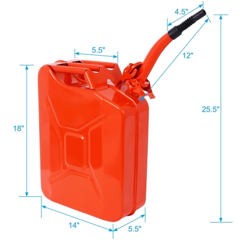 20L/5Gal Steel Jerry Fuel Can (4-Pack, Red) - Durable Portable Gas Can with Flexible Spout, Leakproof Design & Air Vent for Cars, Trucks, Off-Road Equipment