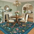 thumbnail image 7 of Garvee 9'x12' Floral Printed Area Rug Vintage Soft Rug, Washable Low Pile Rug Stain Resistant Farmhouse Indoor Carpets with Non Slip Backing for Living Room Bedroom Playroom, Blue, 7 of 7