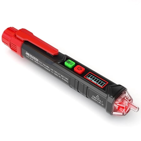KAIWEETS Voltage Tester/Non-Contact Voltage Tester with Dual Range AC 12V-1000V/48V-1000V, Live/Null Wire Tester, Electrical Tester with LCD Display, Buzzer Alarm, Wire Breakpoint Finder-HT1